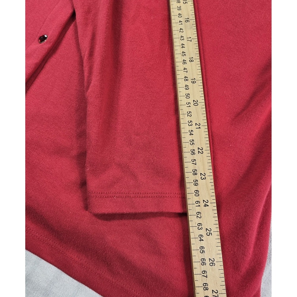 Quacker Factory Women's Holiday Joy V-Neck Cardigan Duet Tunic Top Red XL - Picture 10 of 16